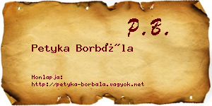 Petyka Borbála névjegykártya