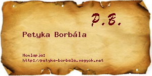 Petyka Borbála névjegykártya